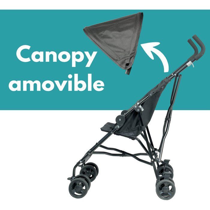 Looping Poussette Canne Fixe avec Canopy | Black Chiné