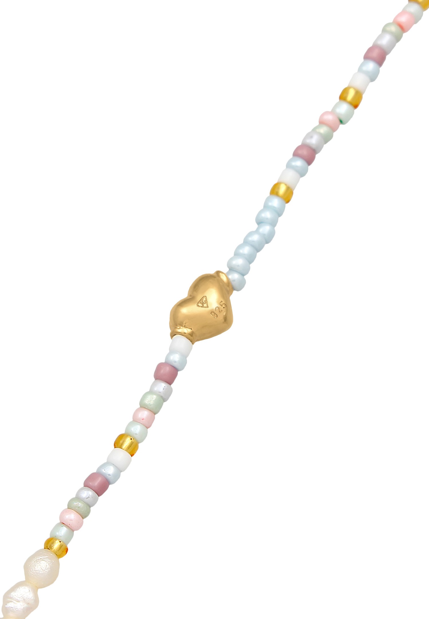 Elli Femmes Choker verre perles coeur tendance en argent sterling 925 plaqué or