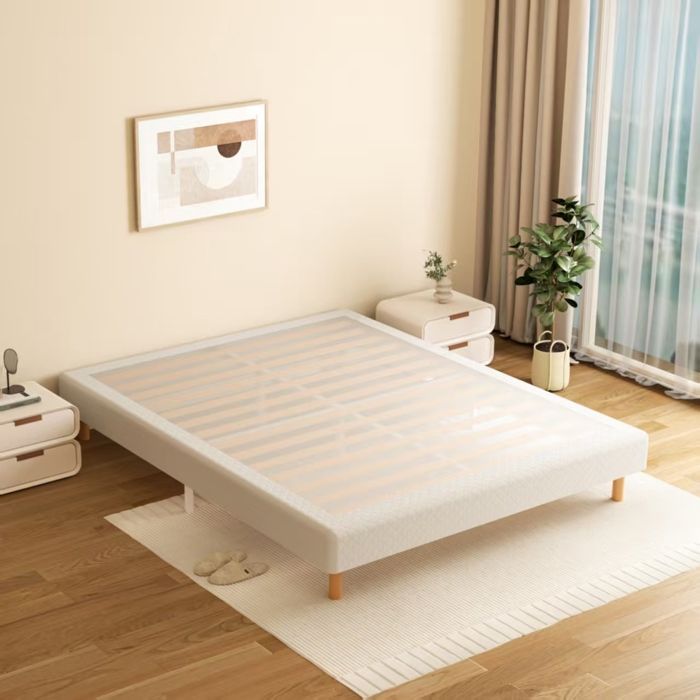 TEENO 160x200cm Spring Mattress + Slatted Base, Hybrid Pocket Spring Mattress, 20cm Thick Upholstered Protective Slatted Base