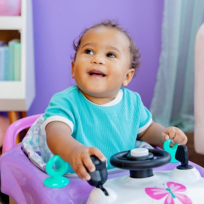 BRIGHT STARTS Girello pieghevole 3 in 1, Macchinina, 3 modalità di gioco per lo sviluppo, Viola, Regalo per neonati