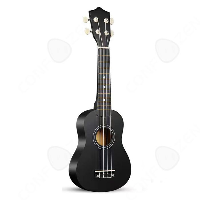 Ukelele acústico negro PASSIONOVA de 21 pulgadas para estudiantes principiantes con cuerdas de repuesto. Ukelele clásico para estudiantes y