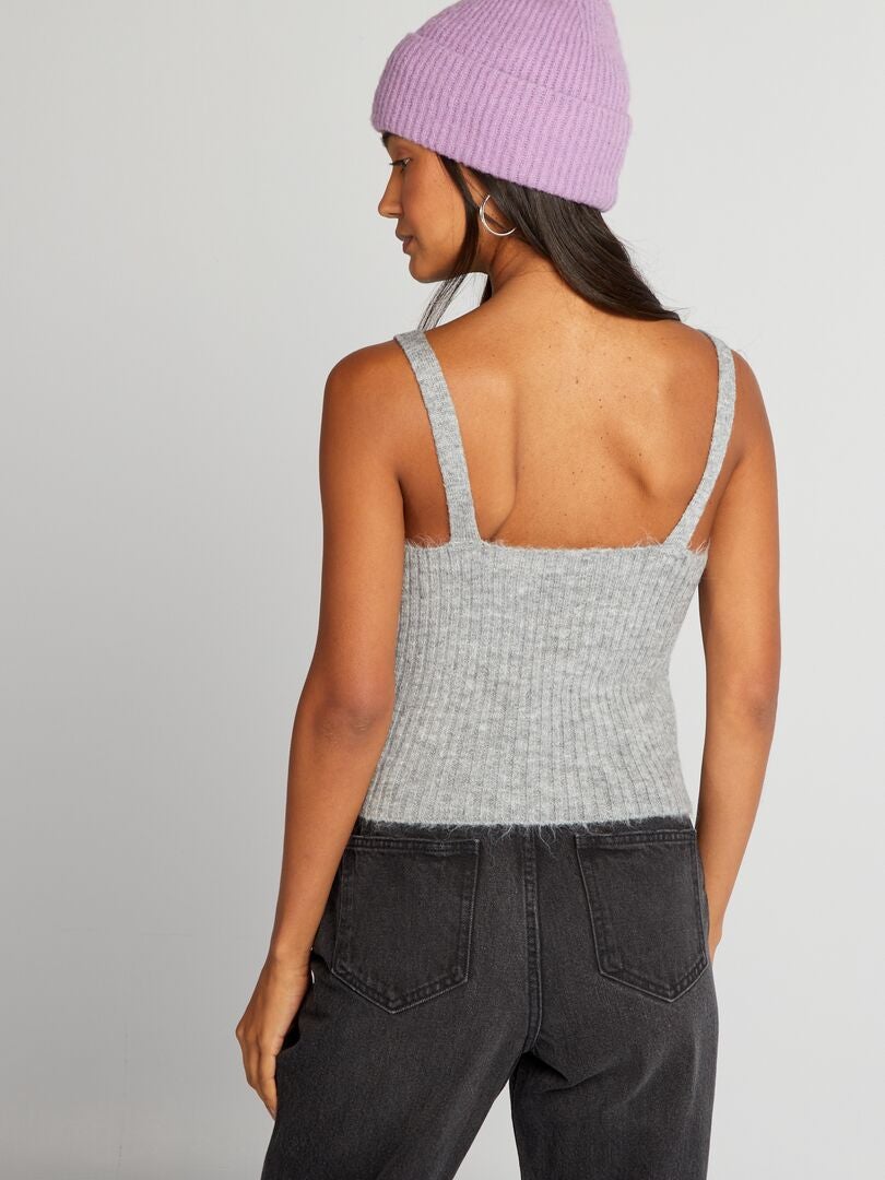 Camiseta sin mangas de crochet - GRIS