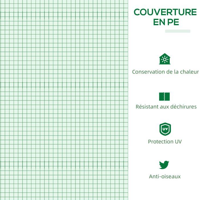 Invernadero de jardín - Outsunny - 3 ventanas - cubierta de PE de alta densidad 140 g/m² - estructura de acero - 180 x 60 x 60 cm - verde oscuro