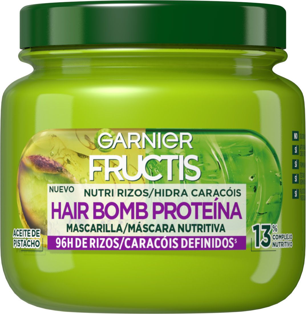„Fructis Nutri Curls Hair Bomb“ baltymų plaukų kaukė Produktai garbanotiems plaukams
