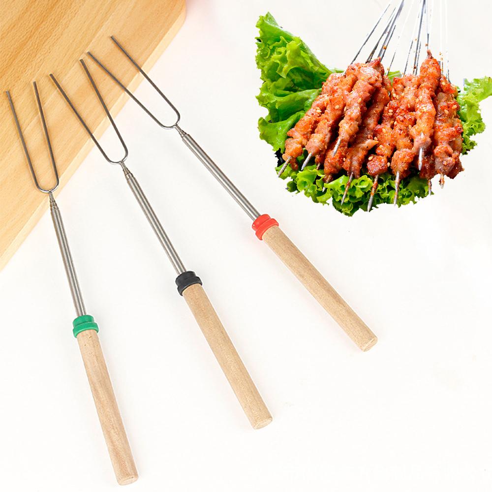 Brochettes télescopiques extensibles de 81 cm (32 pouces) pour griller les guimauves, idéales pour le camping, les feux de camp, les saucisses et les barbecues.