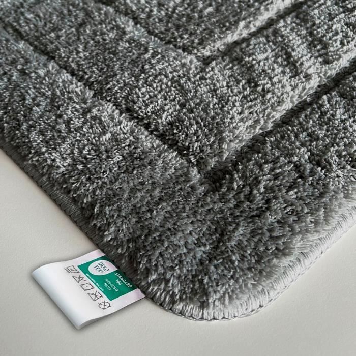 Alfombrilla de baño rectangular Atlantis con base antideslizante, gris oscuro, 70 x 120 cm