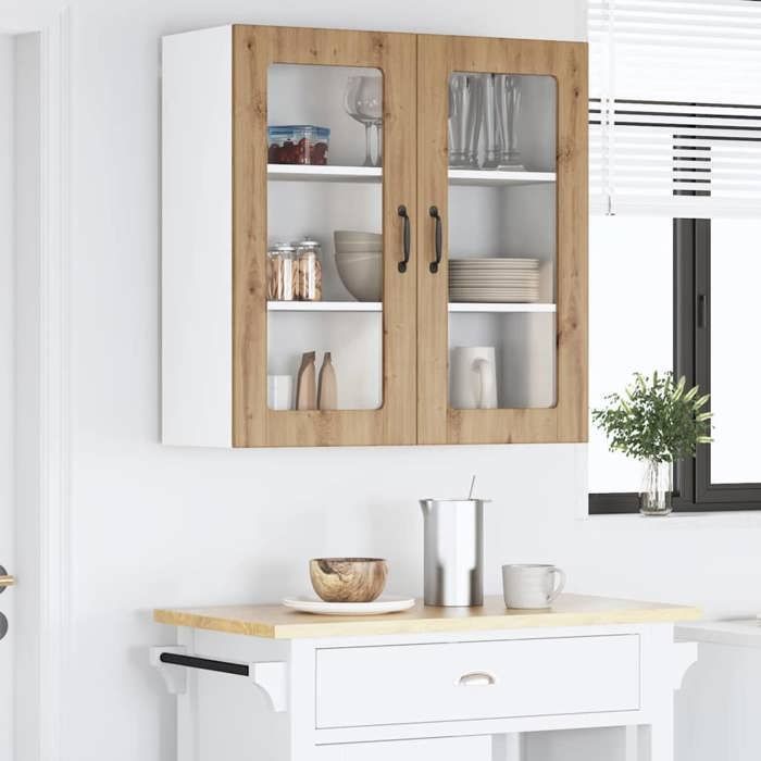 Mueble de cocina de madera - vidaXL - Roble artesanal - 80x31x80 cm - 2 estantes - Uso interior - Duradero