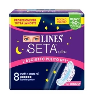 LINES Lines Silk Ultra Night hügieenisidemed, 8 tk, ööhügieenisidemed