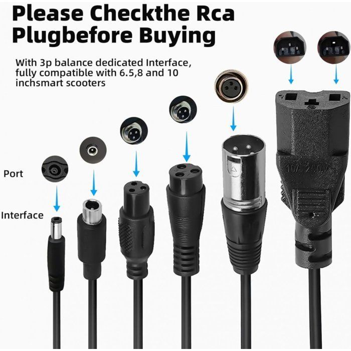 Cargador universal para patinetes eléctricos de 36V/42V 2A, compatible con hoverboards, triciclos de derrape y Xiaomi Mijia M365.