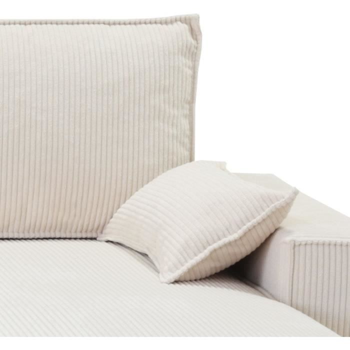 MARLON reversible corner sofa bed in beige - Chaise longue with storage - Corduroy W 240 x D 143 x H 85cm