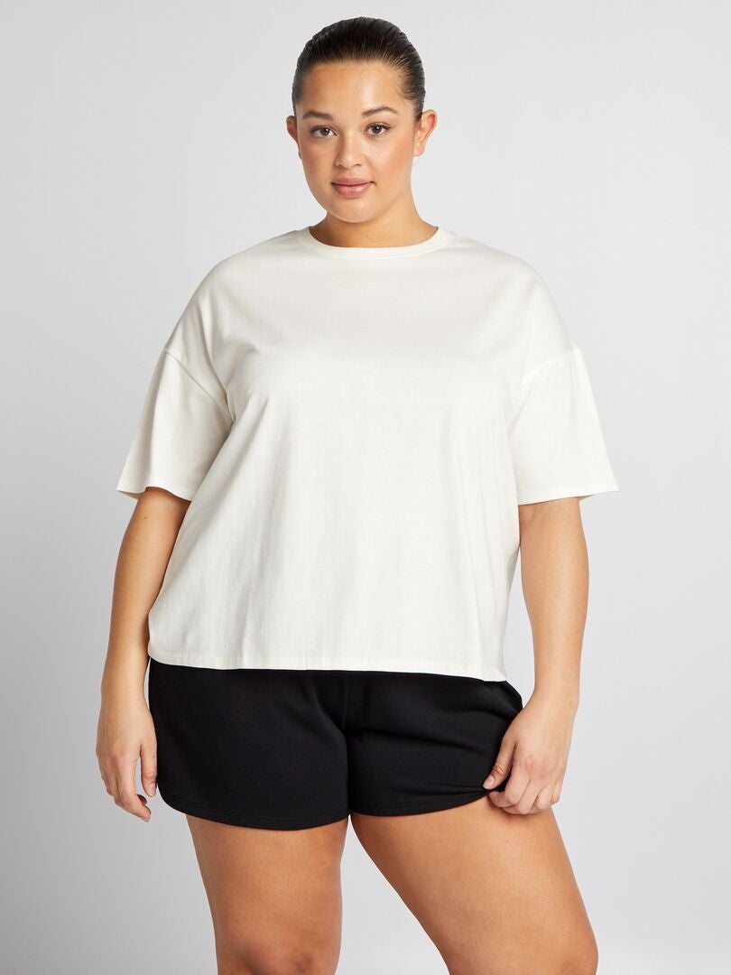 Camiseta básica con hombros caídos - BLANCA