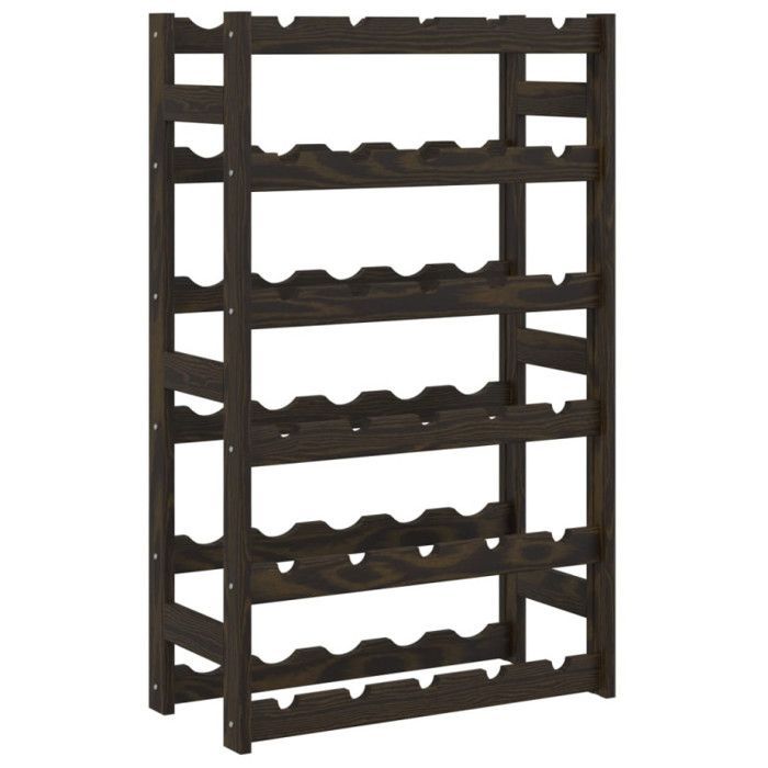 vidaXL Bottle Rack for 30 Bottles, Black, Solid Pine Wood, 373402