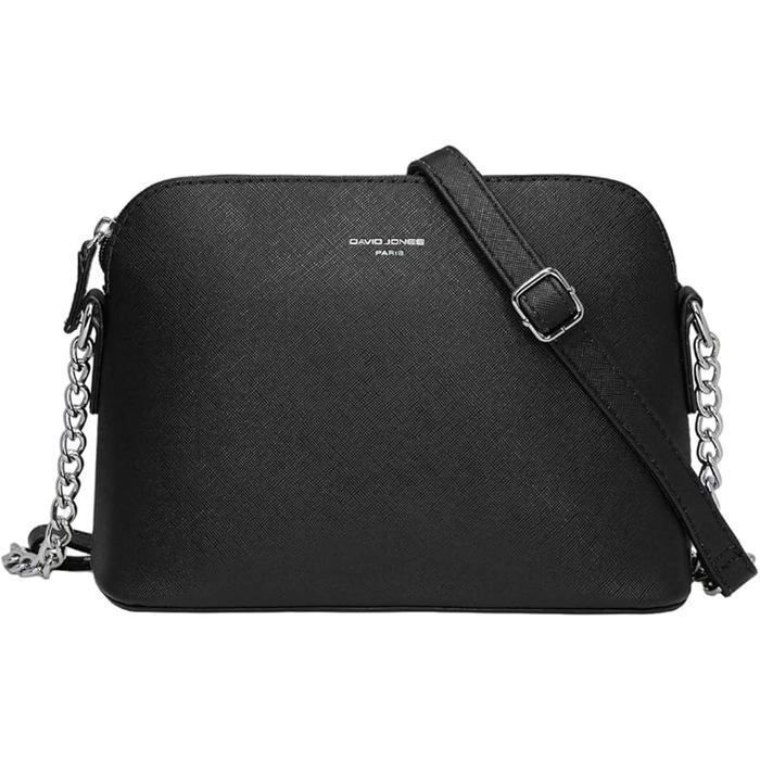 Petit Sac Bandoulière - DAVID JONES - Noir - Simili Cuir Saffiano - Bandoulière Réglable - Poches Multiples