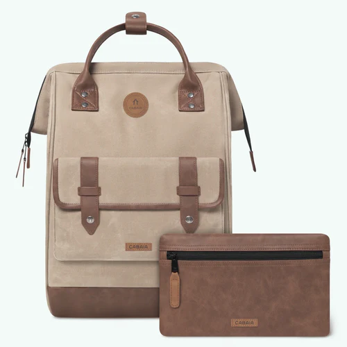 Cabaia Großer Abenteurer-Rucksack mit beiger Klappe