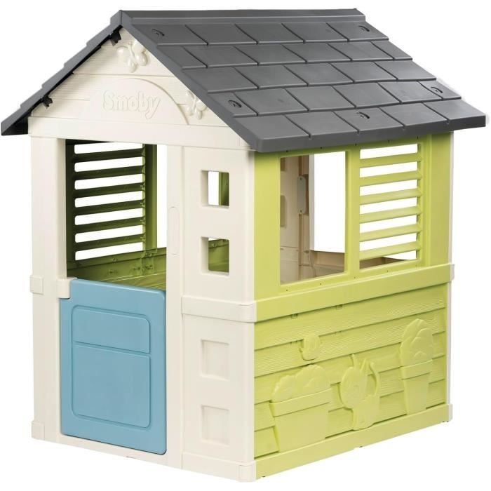 Smoby Life - Jolie Maison - Design Moderne - Portillon, Fenêtres avec Persiennes - Matière Recyclée - Dès 2 ans