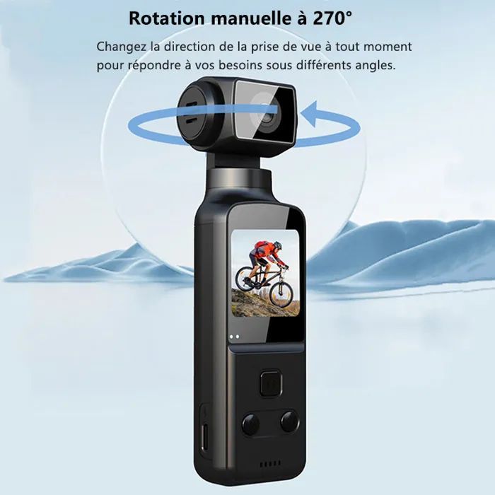 Videocamera d'azione 4K UHD | Obiettivo girevole a 270°, trasmissione Wi-Fi, schermo da 1,3
