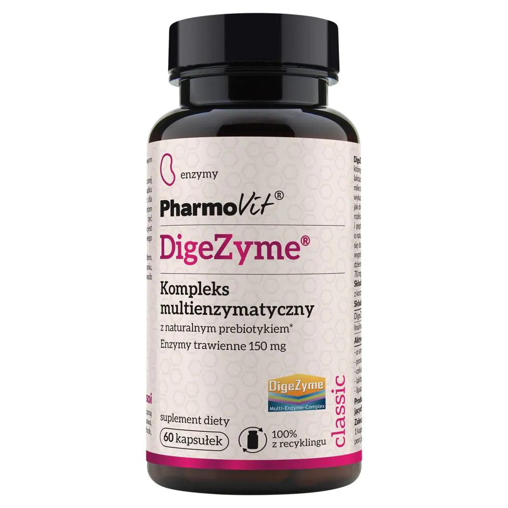Pharmovit Classic DigeZyme Kompleks multienzymatyczny Enzymy trawienne 150 mg Kapsułki