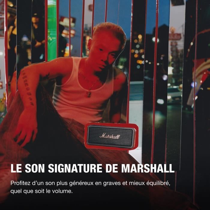 MARSHALL EMBERTON III - Altavoz inalámbrico portátil - Más de 32 horas de duración de la batería - Bluetooth - Negro y latón