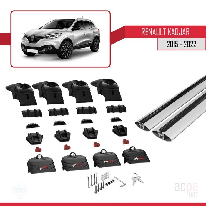 Barras de techo ACE-2 para Renault Kadjar 2015-2022 - Gris - Aluminio - Carga útil < 300 kg