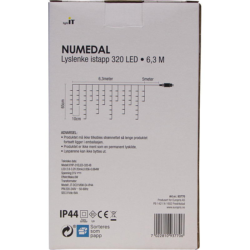 Hjem Lyslenke 320 LED-isbiter, varmhvit, Numedal