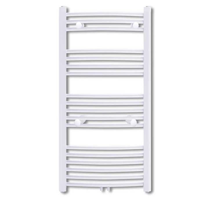 Toallero curvo para calefacción central - 600x1160mm - Acero - Blanco - Conectores