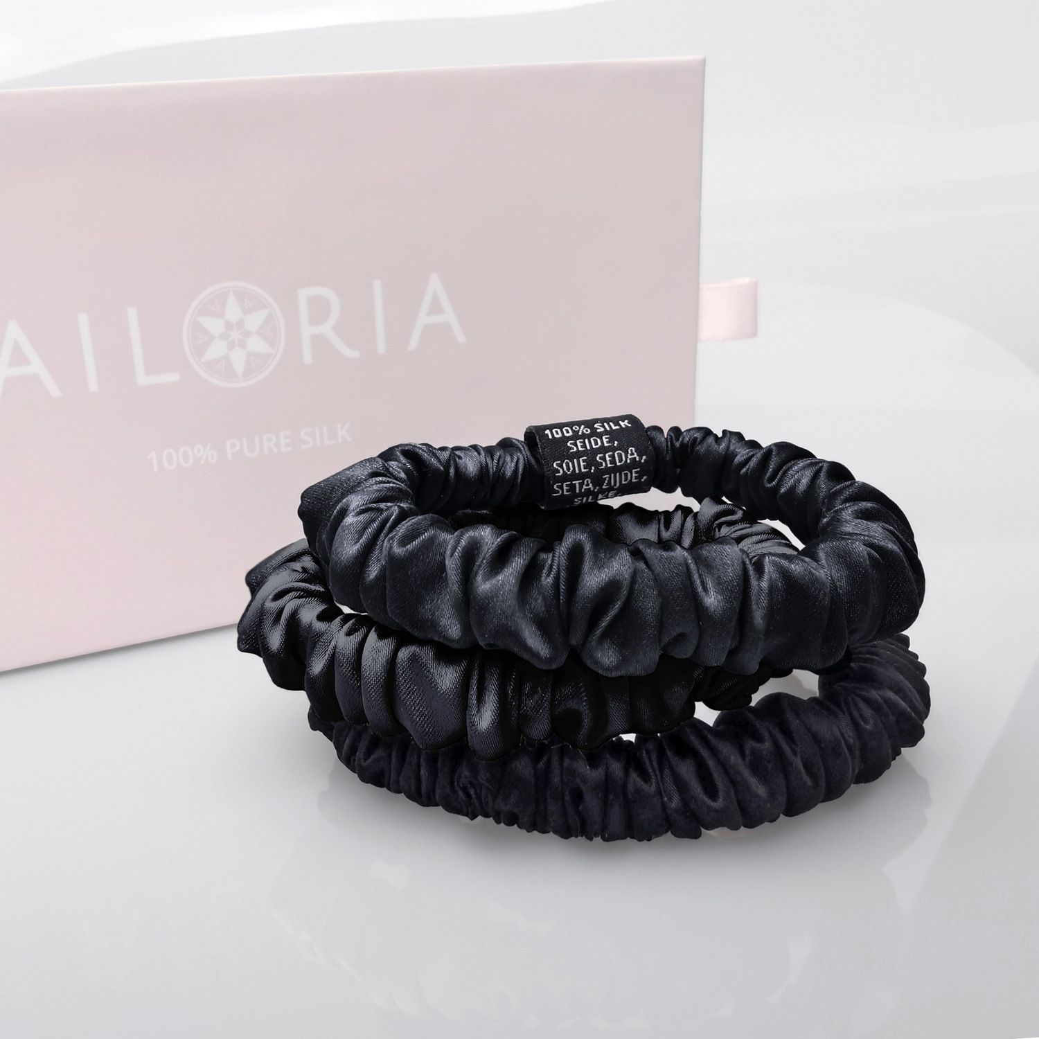Ailoria DOUX haarbandenset met 3 zijden haarbanden, maat S (one size fits all)