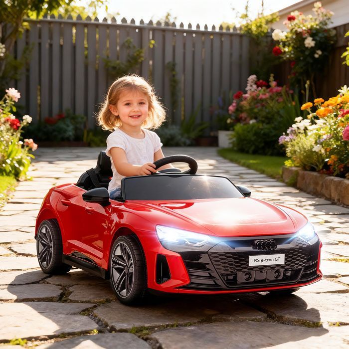 Coche eléctrico - HOMCOM - Audi RS E-tron GT de 12 V con licencia para niños, control remoto con sonidos - PP - rojo
