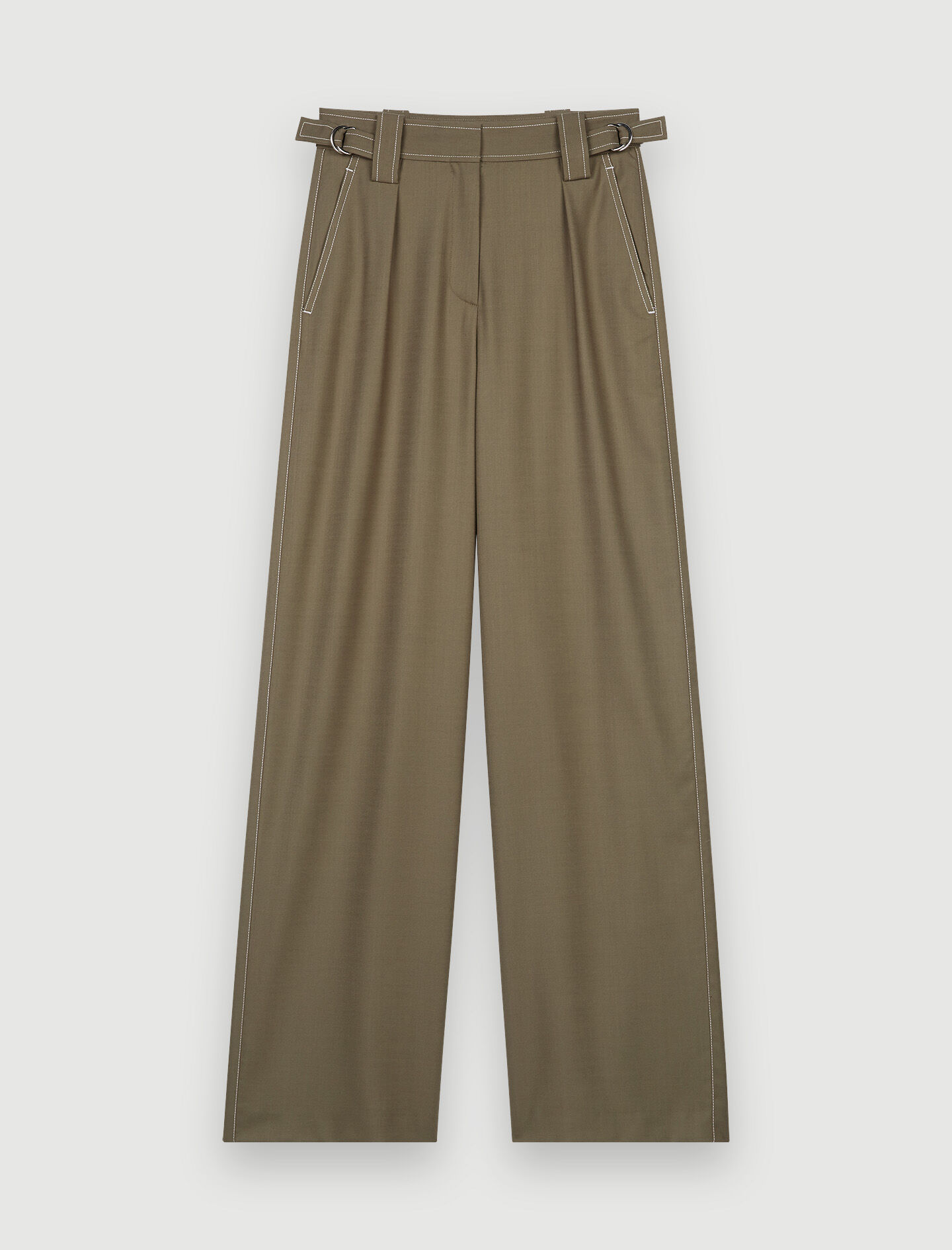 Pantaloni de costum cu talie înaltă - Kaki