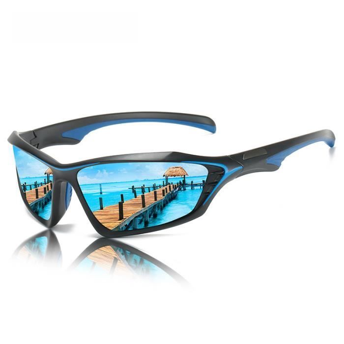 Lunettes de Cyclisme,Lunettes de Cyclisme polarisées pour Ski,Vélo,VTT,Lunettes de Soleil,Lunettes de Soleil Homme Femme-Bleu