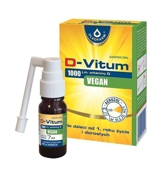D-Vitum 1000 j.m. Vegan, Witamina D dla dzieci od 1. roku życia i dorosłych, Aerozol