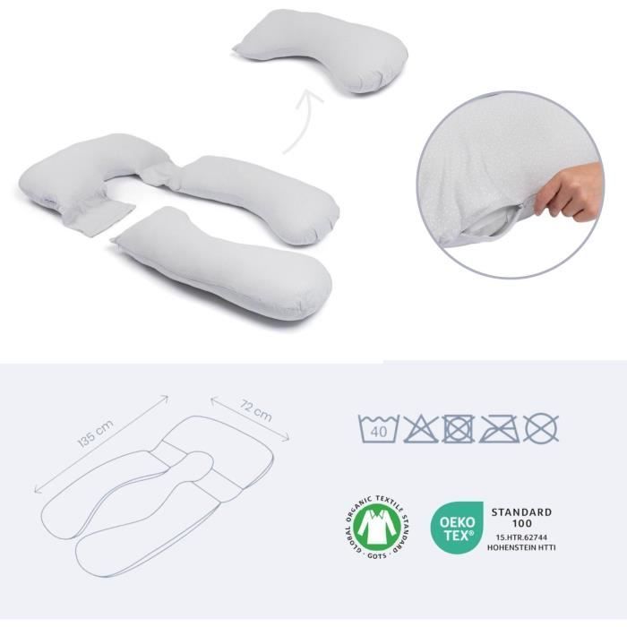 doomoo Maxxy Pregnancy and Nursing Pillow - XXL Size - Ultra Comfortable, Grey