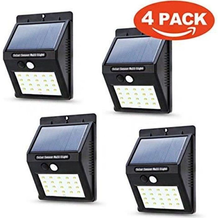 Luminária solar externa ONEVER - 20 LEDs com sensor de movimento - Preta