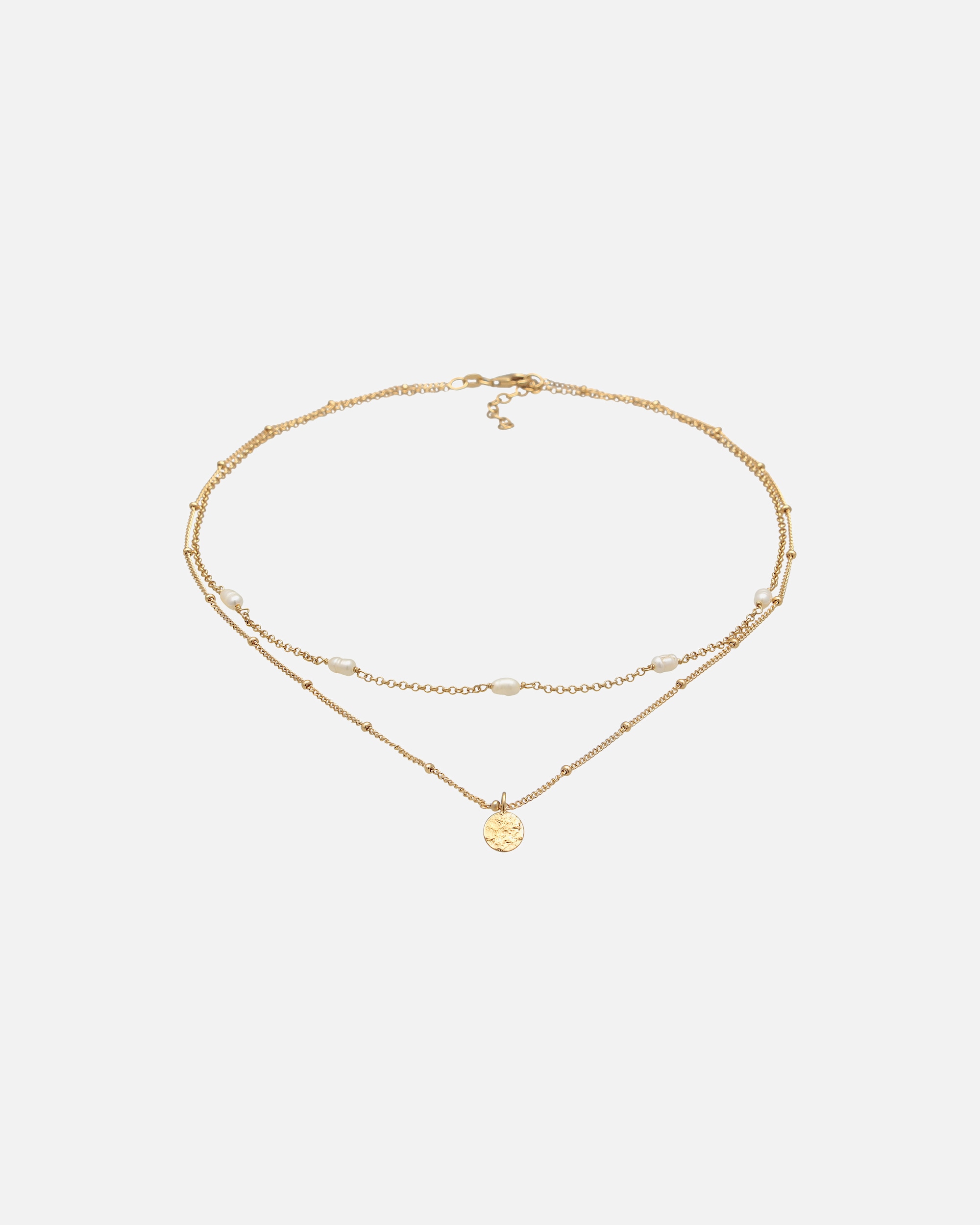 Elli Femmes Choker Couches Plaquettes avec Perles de culture d'eau douce en Argent Sterling 925 Plaqué Or