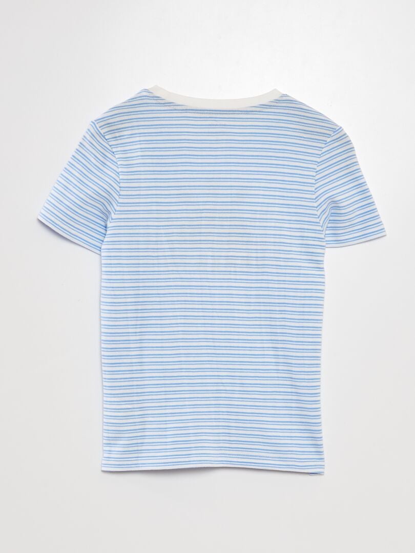 Piqué gebreid T-shirt - BLAUW