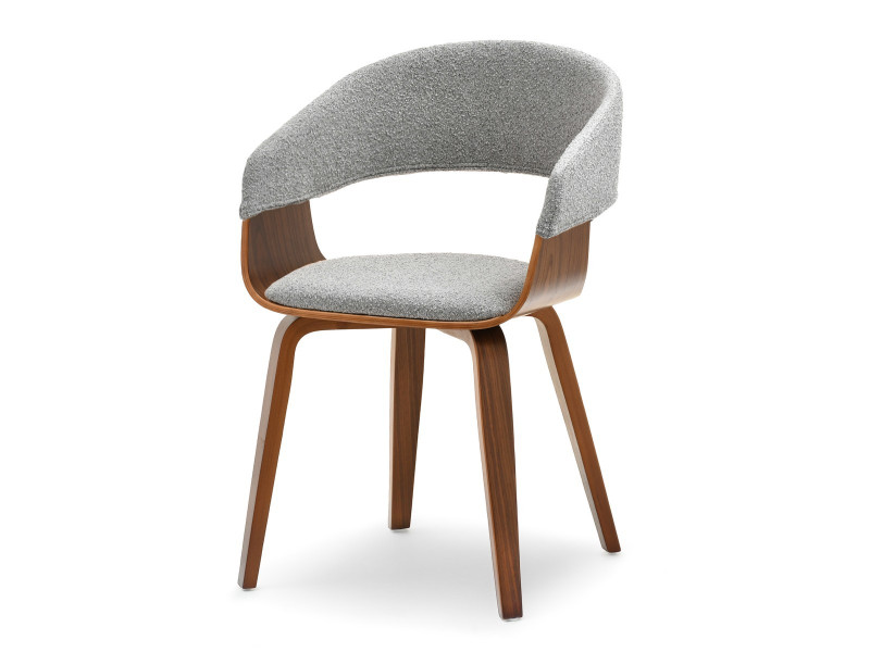 Szare Krzesło Boucle Robin Z Orzecha Do Salonu