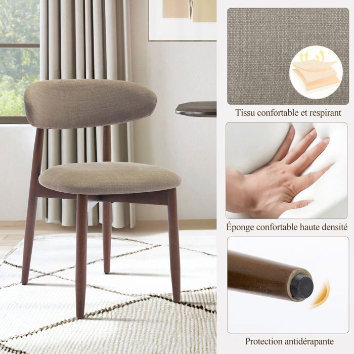 Sæt med 4 robuste og elegante stole i minimalistisk nordisk stil, ideel til spisestuen og køkkenet - Camel