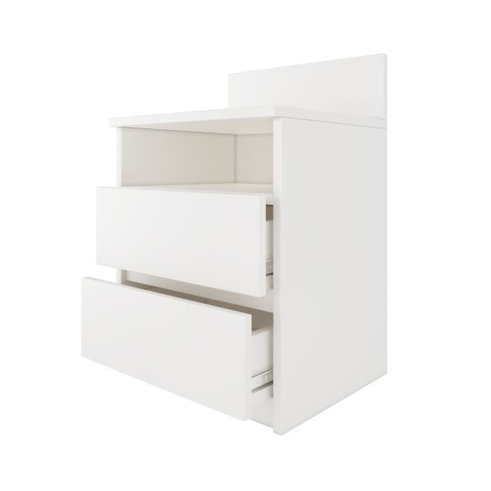 ASTER T1 - Mesa de cabeceira contemporânea 59x40x32 - Mesa de cabeceira/lateral com 2 gavetas em estilo escandinavo - Unidade de armazenamento