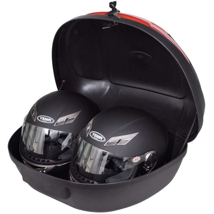Baúl para moto OVONNI - 72 L - Negro - Sistema de liberación rápida - Impermeable