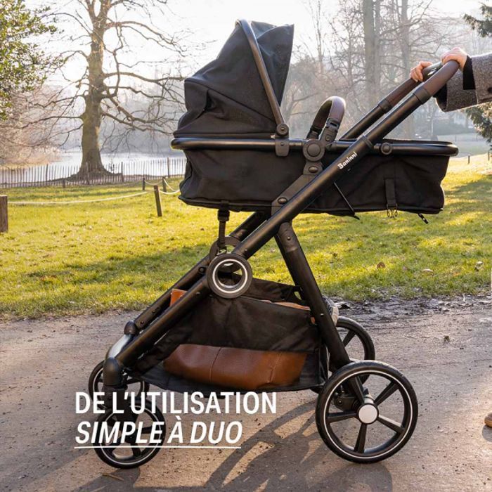 Baninni Luiz XL Poussette Double Noir - Solution Innovante avec Sièges Convertibles Extra Spacieux de la Naissance à 22 kg