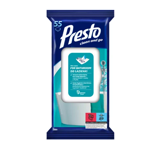 Presto nawilżane ściereczki do łazienki 55 sztuk