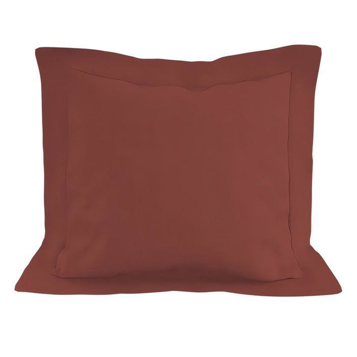 Funda de almohada de algodón, 57 hilos/cm², 63x63 cm, color ladrillo liso, de Soleil d'ocre.