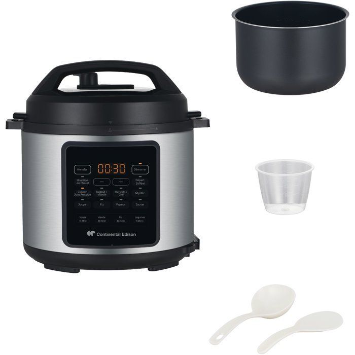Pentola a pressione multifunzione - CONTINENTAL EDISON - CEMCSP10006L - 6 L - 1000 W - Nero e acciaio inossidabile