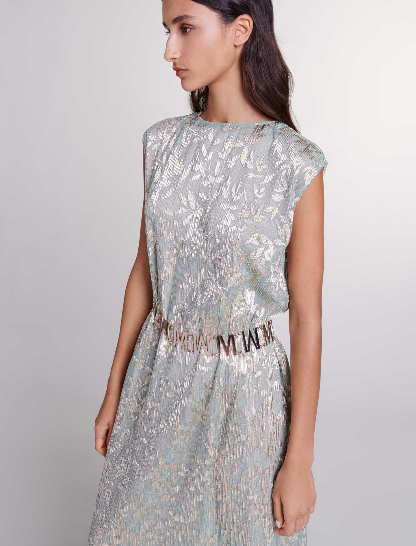 Rochie lungă cu pelerină - Vert Clair/ Doré