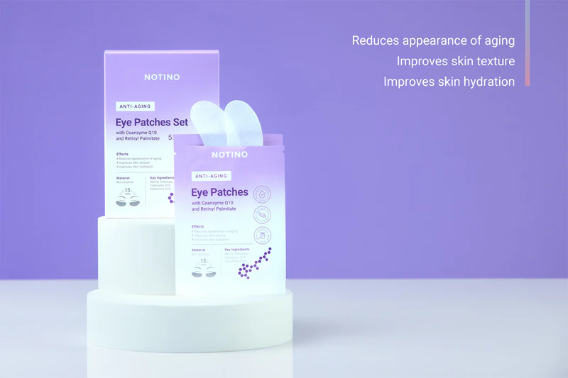 Conjunto de máscaras para olhos Notino Anti-Idade em Biocelulose com Coenzima Q10 e Palmitato de Retinila, antirrugas para a área dos olhos.
