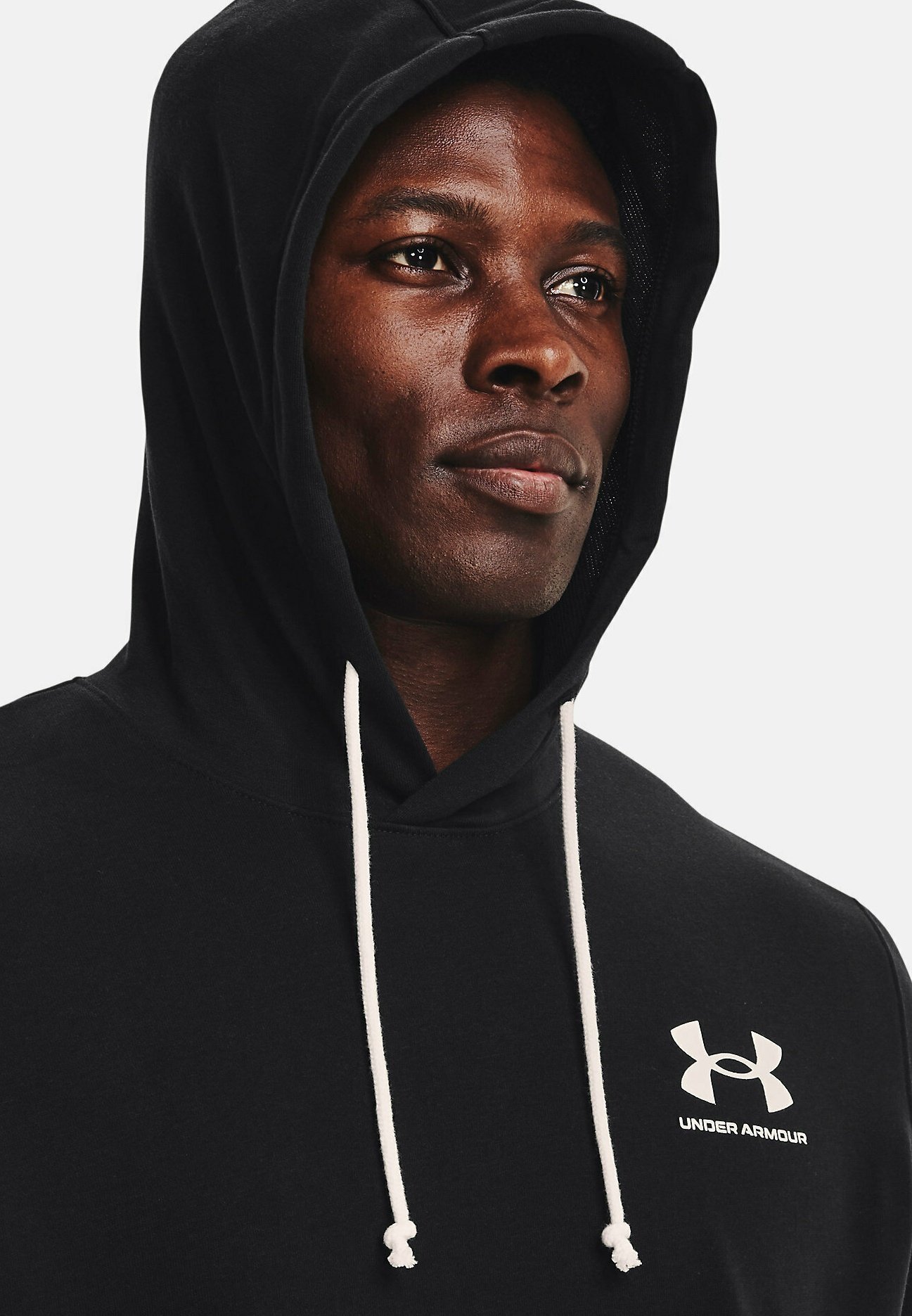 Under Armour RIVAL TERRY - T-shirt met print - zwart