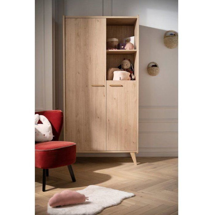 Conjunto de dormitorio infantil Trio: cuna de 120 x 60 cm + cómoda de 3 cajones + armario en roble liso - Arty - SAUTHON