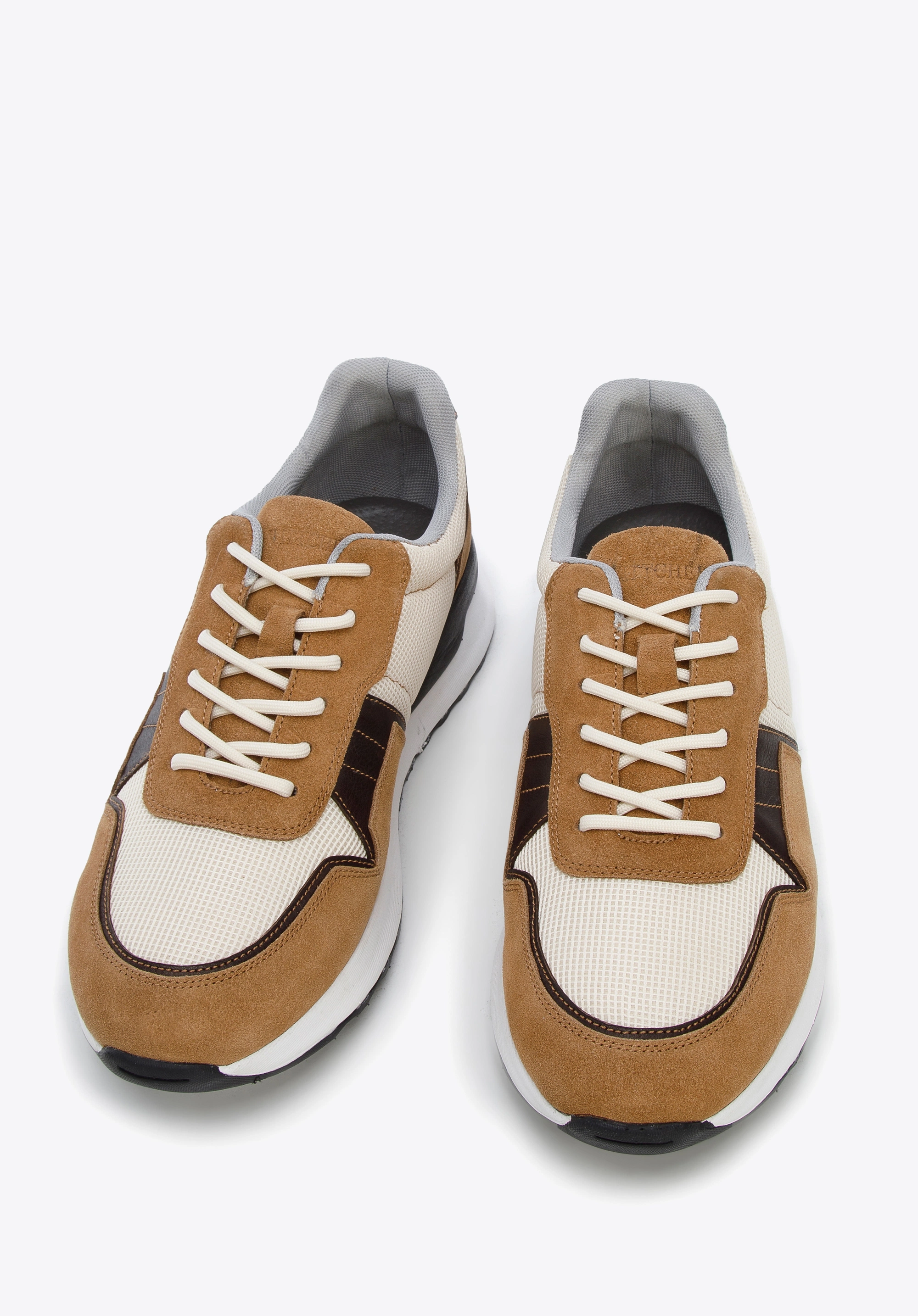 Męskie sneakersy zamszowe z elastycznymi wstawkami brązowe
