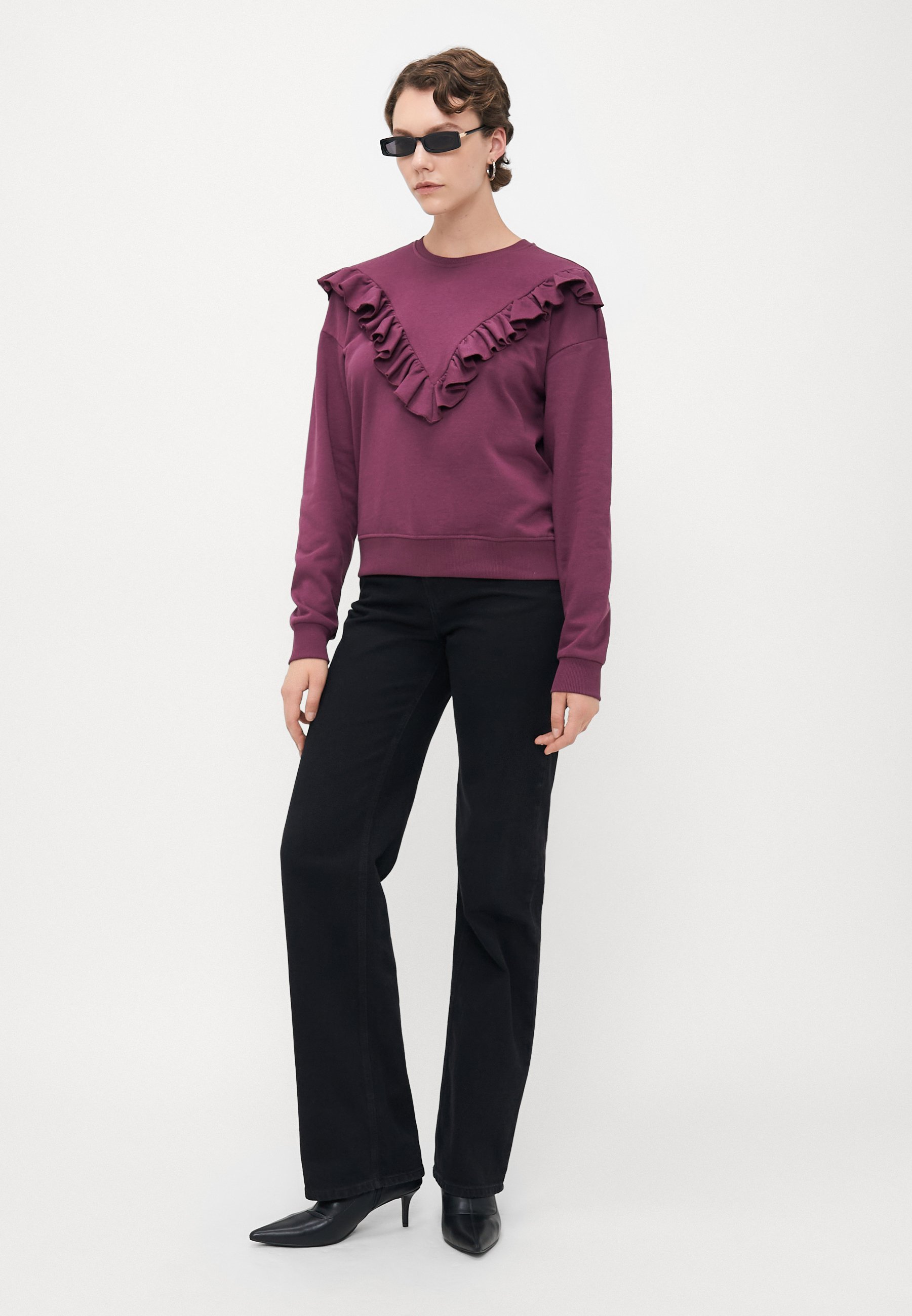 SOLO Alta SOLO COLLO CON FRINGE - Felpa - vino malva