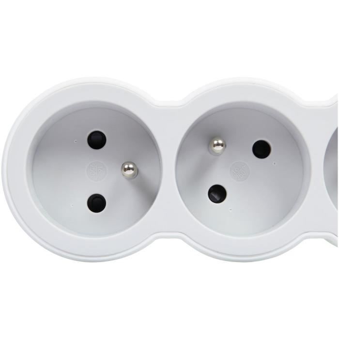 Regleta de enchufes LEGRAND FB 6x2P+E estándar de 1,5 m y 1 mm² - Blanca y gris