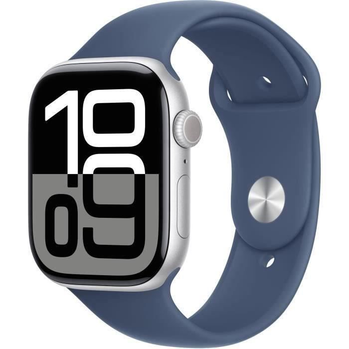 Apple Watch Series 10 GPS - 46 mm - Aluminio plateado - Correa de mezclilla S/M (2024) - Reacondicionado - Excelente estado